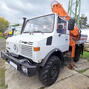 foto UNIMOG 4x4 sklápěč+HR Mercedes +jeřáb Atlas 10tm/12m!